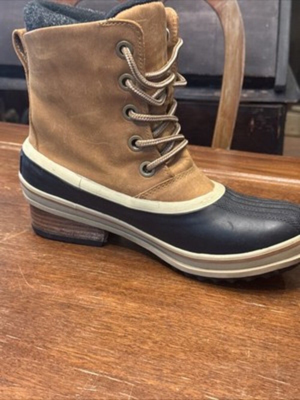 Sorel Slim Pack III Lace Leather Boots Women’s Size 8 Khaki - Picture 7 of 15